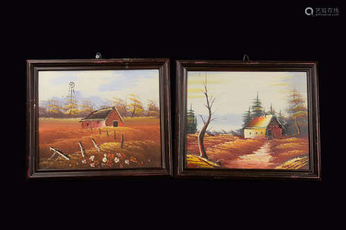 A Pair of Unsigned Oil Painting 