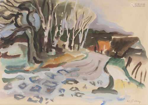 Willy Colberg(Hamburg 1906 - Hamburg 1986)Im Alten LandGouache, 38 x 53 cm, r. u. sign. W.