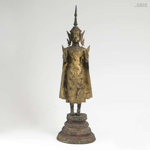 Stehende Figur 'Buddha Paré'Siam, Rattanakosin-Periode (1782-1932), 18./19. Jh. Bronze mit Spuren