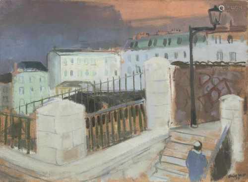 Ernst Witt(Hamburg 1901 - Hamburg 1977)Rue de Chateau in ParisTempera/Karton, 53 x 68,5 cm, r. u.