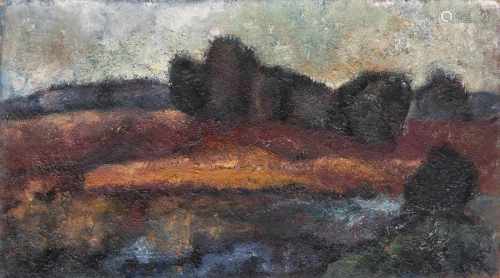 Olga Bontjes van Beek(Fischerhude 1896 - Fischerhude 1995)MoorlandschaftÖl/Hartfaser, 38 x 65 cm, r.