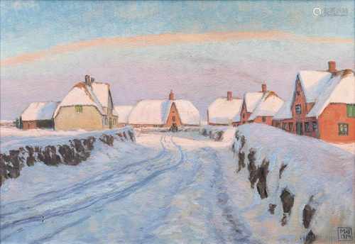 Magnus Weidemann(Hamburg 1880 - Keitum/Sylt 1967)Wintersonne in KeitumTempera/Karton, 46 x 65 cm, r.