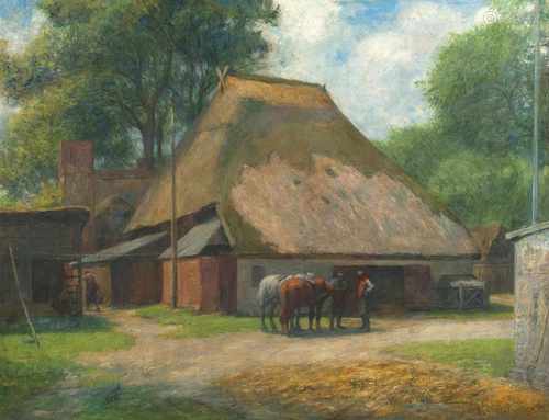 Arthur Siebelist(Loschwitz/Dresden 1870 - Hittfeld/Hamburg 1945)Auf dem BauernhofÖl/Holz, 57 x 72,