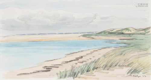 Emil Maetzel(Cuxhaven 1877 - Hamburg 1955)SyltKohlezeichnung, aquarelliert, 28 x 43 cm, r. u,