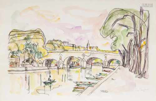 Ivo Hauptmann(Erkner 1886 - Hamburg 1973)Brücke in ParisAquarell, 32 x 48,5 cm, r. u. stempelsign.