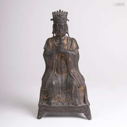 Figur 'Daoistischer Würdenträger auf Thron'China, späte Ming-Dynastie (1368-1644), 17. Jh. Bronze