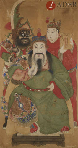 CHINE - XIXe siècle Ensemble de deux peintures, encre et couleurs sur papier, une représentant des