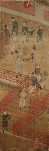 CHINE - XVIIIe siècle Ensemble de deux fragments de peintures, encre et couleurs sur soie,