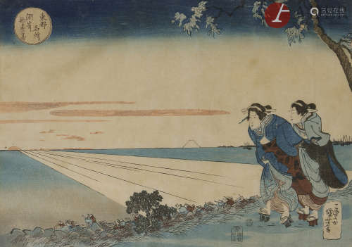 Utagawa Kuniyoshi (1813 - 1833) Oban yoko-e de la série Toto Meisho, Les vues célèbres de la