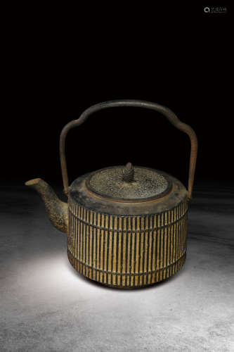 十九世紀 日本竹札紋鐵壺