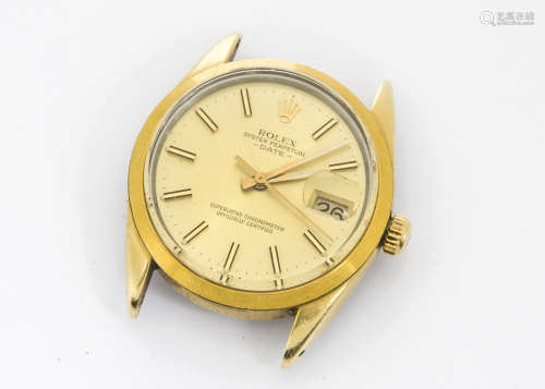 A c1980s Rolex Date Oyster Perpetual gilt stainless steel gentleman's wristwatch, 34mm case, ref.
