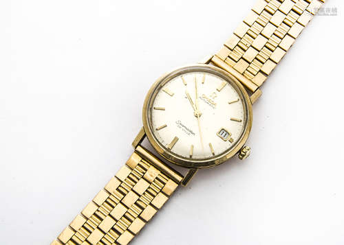 A 1960s Omega Automatic Seamaster De Ville 9ct gold cased gentleman's wristwatch, 35mm case, satin