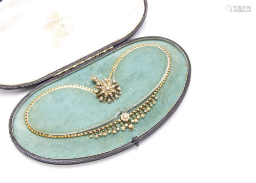 A Victorian 15ct gold necklace, presented in a fitted Carrington & Co case, the fringe necklace with