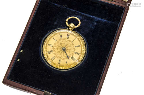 A Victorian 18ct gold lady's pocket watch by J.C. Peters, with engraved dial and case, appears to