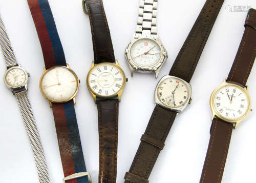 A vintage Longines wristwatch and other watches, the c1939 trench style Acier Inox Staybrite case