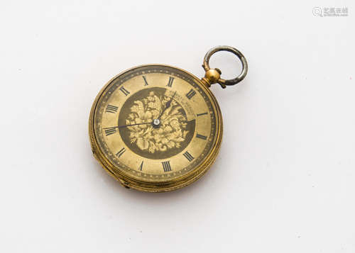 A late 19th century continental 18ct gold cased lady's open faced pocket watch