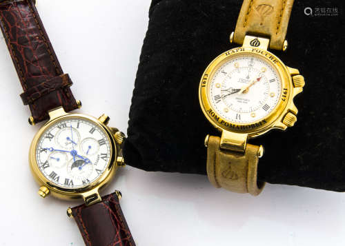 Two modern gentlemen's wristwatches, one a Stauer automatic moonphase, in box, the other Novet, in a