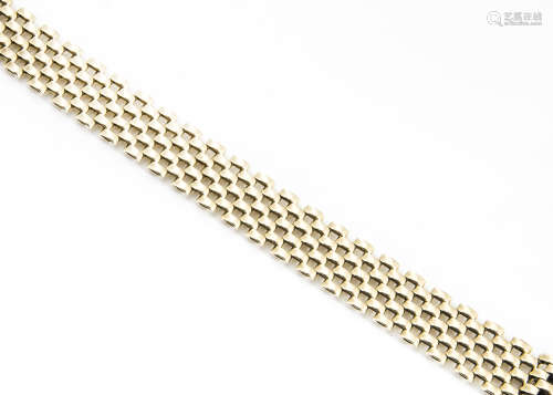 An Italian contemporary four linked mesh chain bracelet, with box clasp and safety clasp, 21g