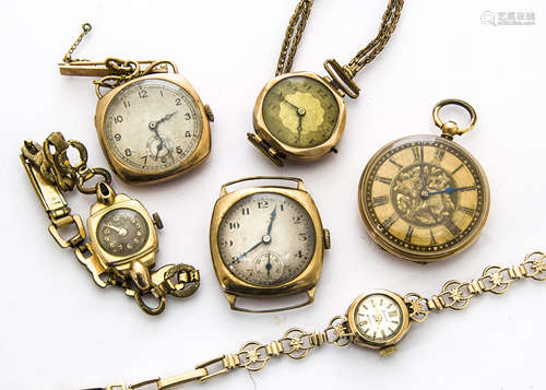 Two early 20th century gold plated pocket watches, one an open faced Elgin, the other a full