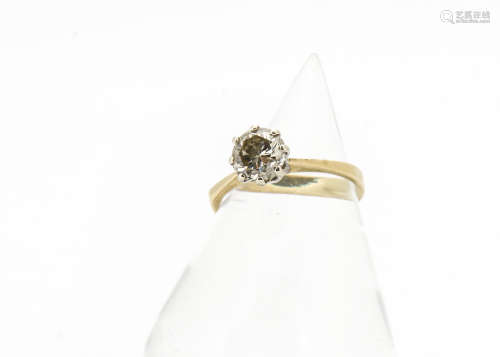 An 18ct gold diamond solitaire ring, brilliant cut circular diamond in eight claw white gold setting