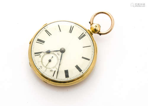 A Victorian 18ct gold open faced pocket watch by G. Blackhurst & Son of Warrington, Chester 1857,