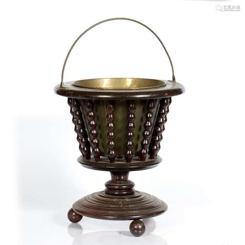 Mahogany and brass jardiniere 38cm across x 43cm high