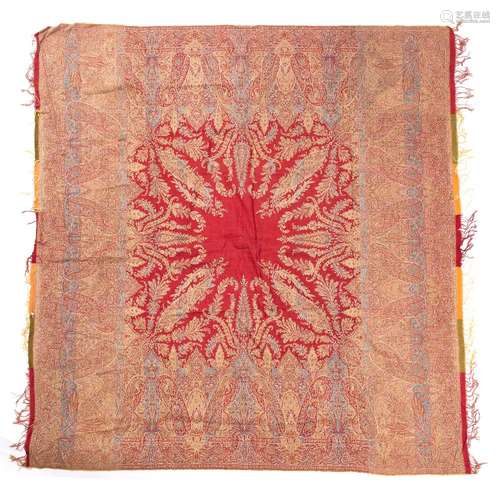 Three French/Indian paisley type shawls including a Kashmir (Rumal) type shawl, two others and a