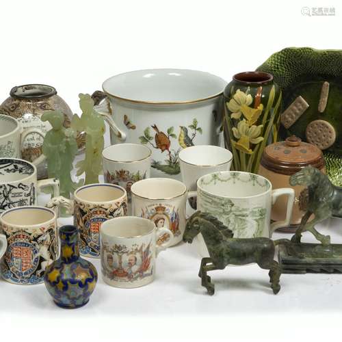 Group of pottery and other items including a Herend jardiniere