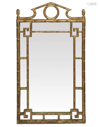 Gilt Chinese style wall mirror contemporary, 120cm x 85cm and a decorative French style print,