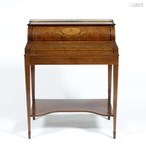 Mahogany and inlaid writing desk circa 1900/1920,the pull out drawer stamped Maple & Co Limited,73cm