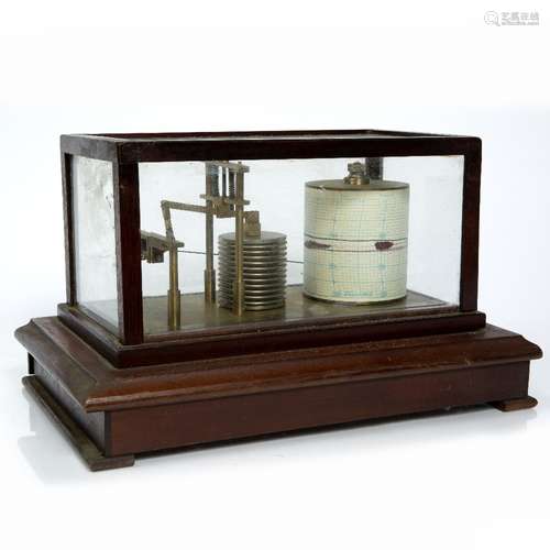 Barograph in a glazed mahogany case, 30cm x 22cm high