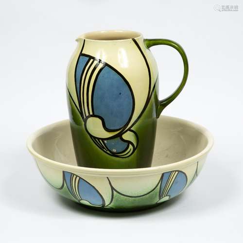 Secessionist style toilet jug and bowl bowl 37cm across