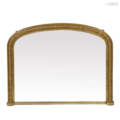 Gilt overmantle mirror Victorian, with moulded border, 87cm x 110cm