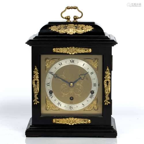 Cased mantel clock 20th century, marked Elliott, with three train repeating movement, 28cm high