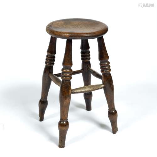 Oak stool 18th/19th Century, of simple form, with four lower supports, 53cm high