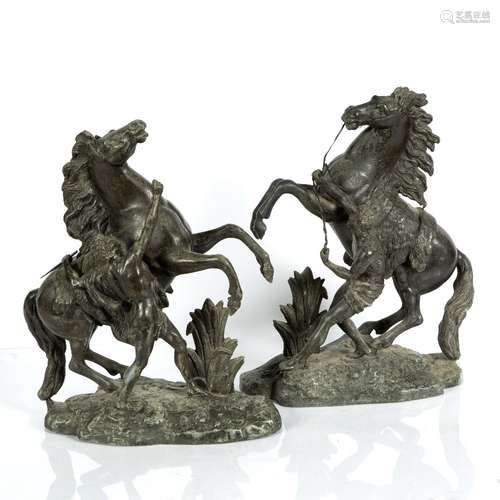 Pair of Spelter Marley horses 40cm high