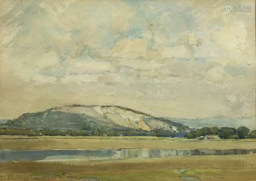 Gertrude Priestman (British,19th-20th Century) three landscape studies, watercolours, signed (36cm x