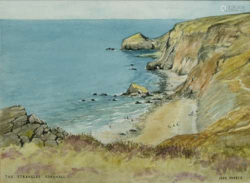 John Preece (19th/20th Century) 'The Strangles', Cornwall, watercolour, signed, 24cm x 33cm