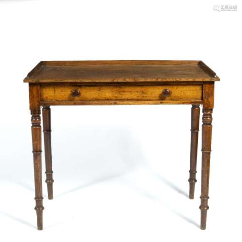 Oak side table 19th Century, fitted with three drawers, 91cm across x 51cm deep x 78cm high