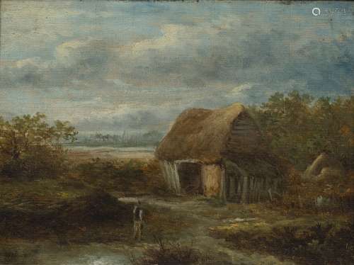 Attributed to Joseph Thors (act.1863-1900) country scene, oil on canvas, framed, 19cm x 14cm