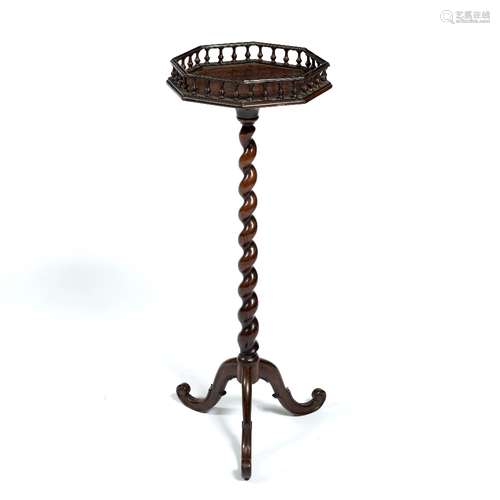 Rosewood and mahogany wine table 19th Century, with gallery top, 26cm across x 66.5cm high