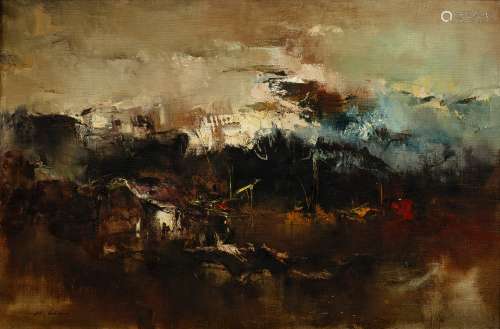 Ken H. Leung (Chinese 1933) abstract landscape study, signed, 59cm x 90cm