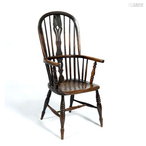 Windsor armchair 19th Century, with pierced splat and stick back , 38cm across x 112cm high