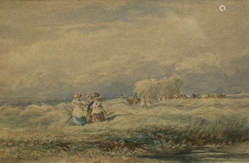 David II Cox (19th Century) workers in a field, watercolours, signed and dated lower left (1848),