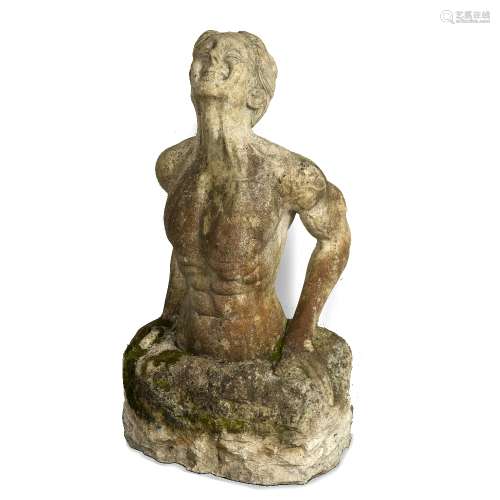 Carved marble statue 18th/19th Century, possibly Italian, male figure struggling to emerge from