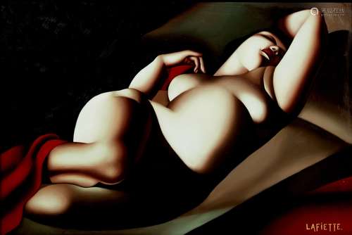 After Lafiette reclining nude, oil on canvas, 98cm x 58cm