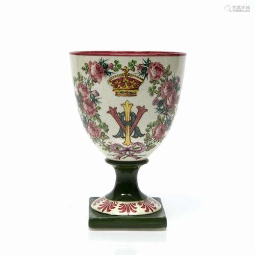 Wemyss Ware commemorative Victoria goblet dated 1897, depicting the royal crown and monogram of