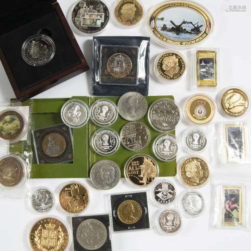 Mixed lot ex Westminster Mint Jersey 1014 five pounds in silver (Red Arrows), 50 other items in base