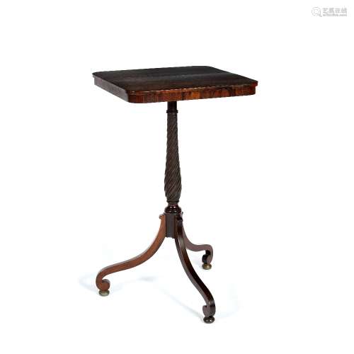 Rosewood square occasional table 19th Century, with spiral column, 42cm across x 75cm high