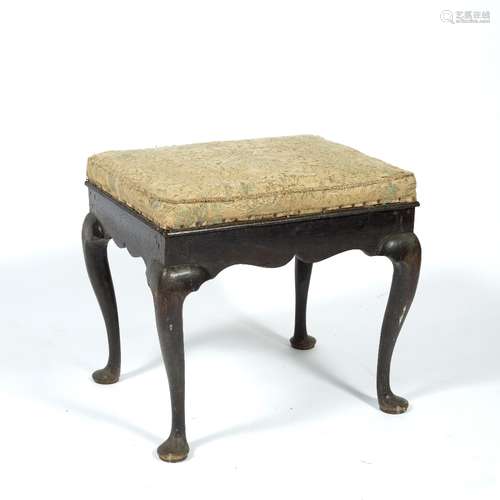 Oak dressing stool George III, on cabriole legs, 56cm across x 44cm deep